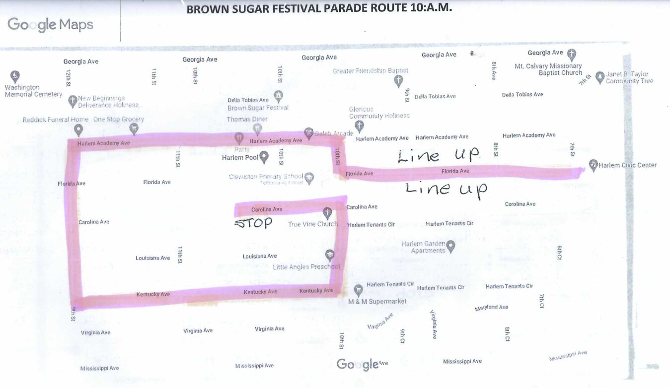 Brown Sugar Festival parade route